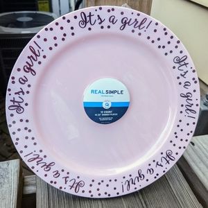 2 Sets "It's a Girl" Reusable 10.25" Dinner Plates